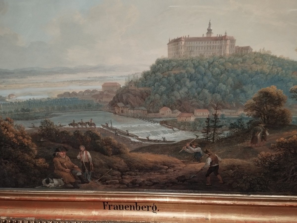 Pohled na kaskádový jez u Hluboké nad Vltavou, F. Runk